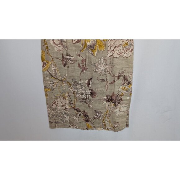 VINTAGE 80s-90s Ann Taylor 6 Dress Cottage Core Floral 100% Linen Short Sleeve - Picture 4 of 9